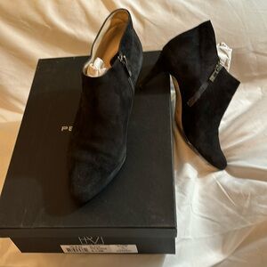 Pelle Moda kitten heel black suede booties